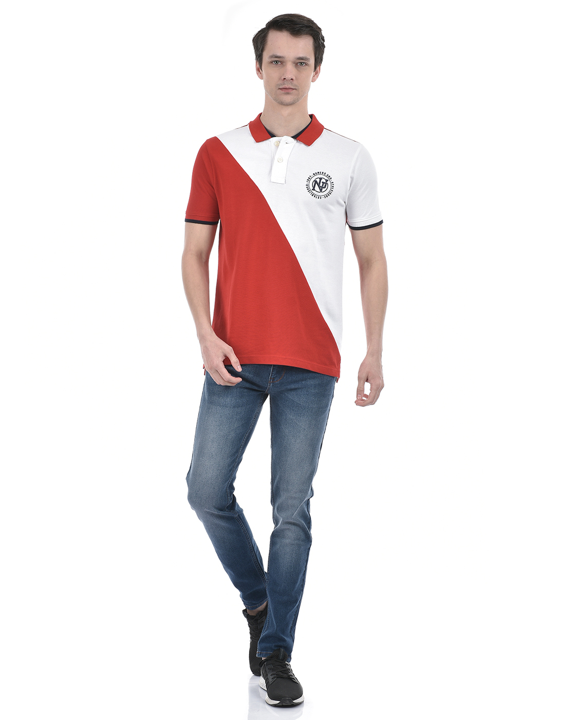 Numero Uno Men Color Block Red T-Shirt